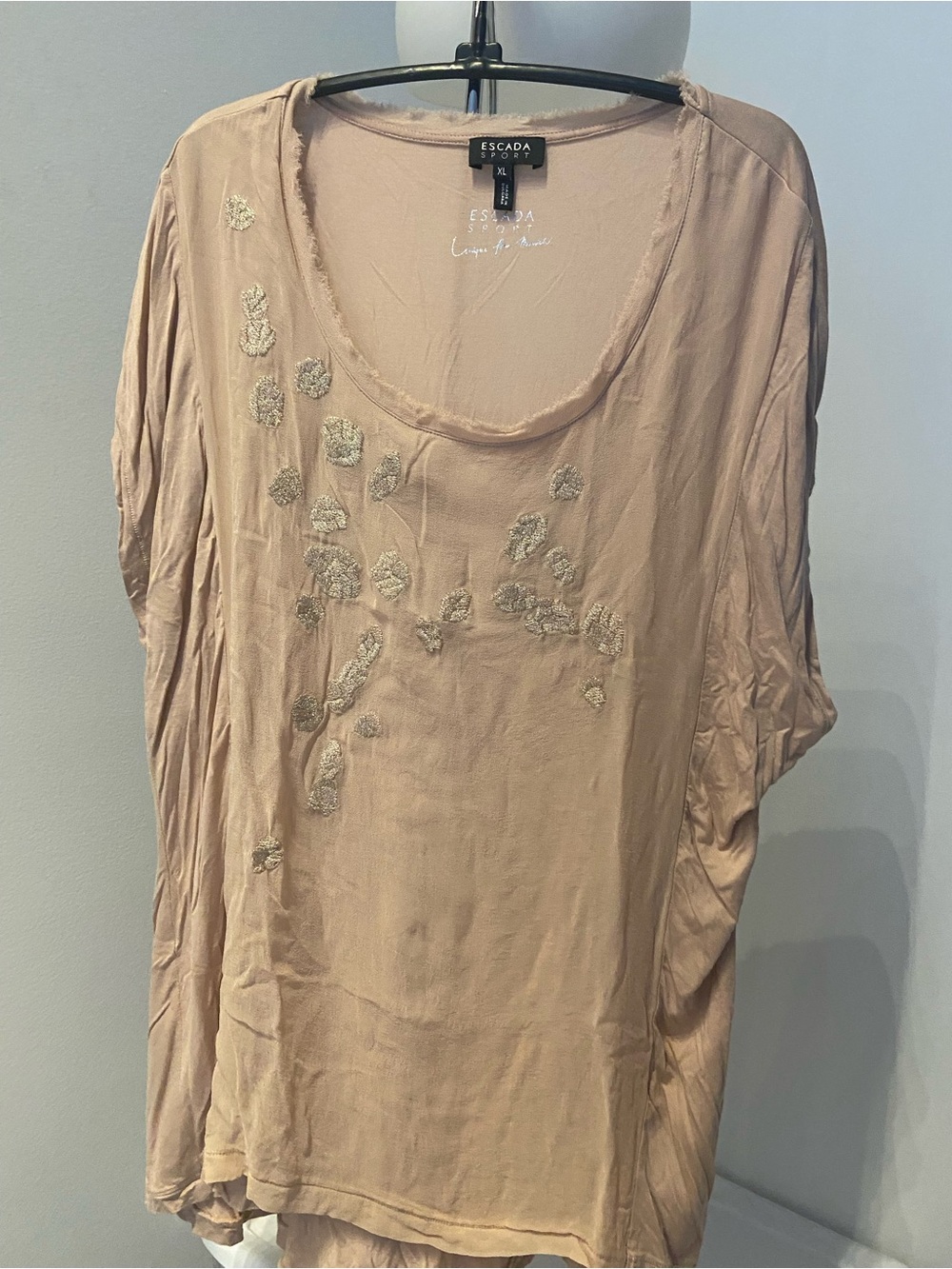 Escada Blush Beige Embellished Scoop-Neck Tunic